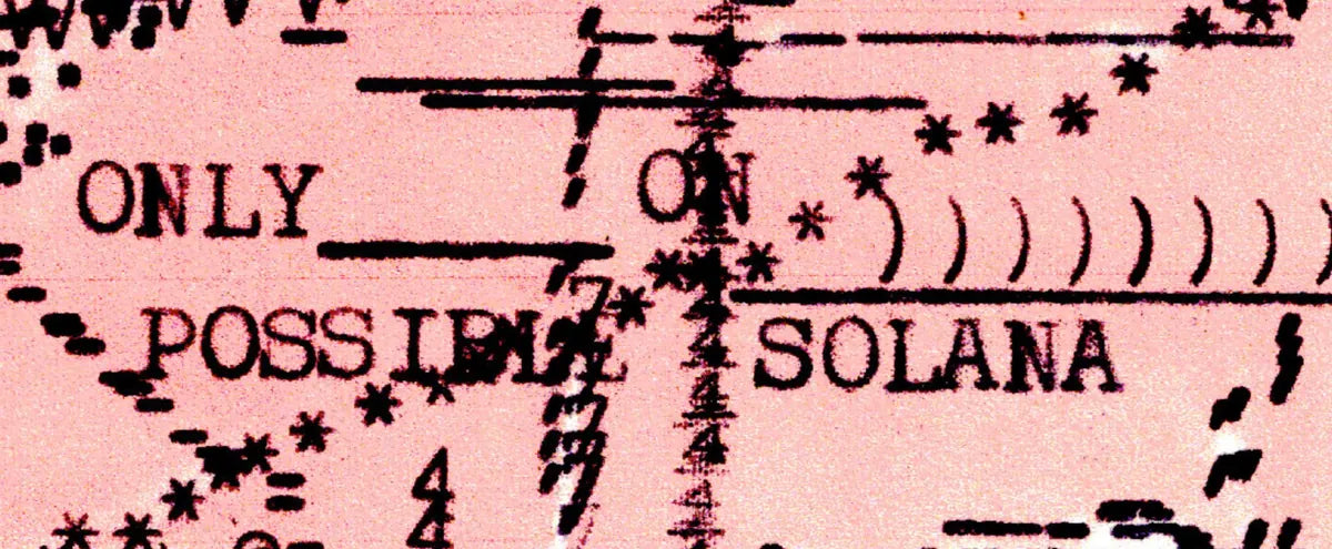 Degen Poet typewriter artwork crop collected by FlashKnob, Solana Crypto and Markets, 0115
