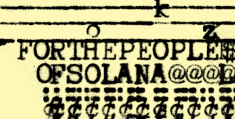 Degen Poet typewriter artwork crop collected by FlashKnob, Solana Crypto and Markets, 0172